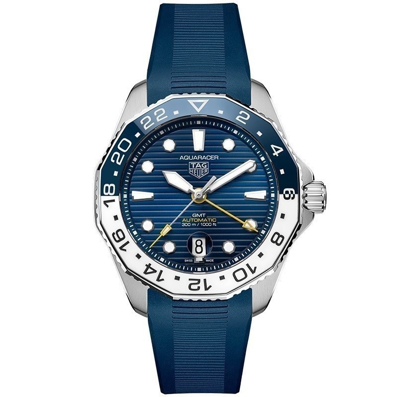 Tagg Heuers Racing Diving Series GMT Two-Time Diving Mechanical นาฬิกาผู้ชายสีน้ําเงิน