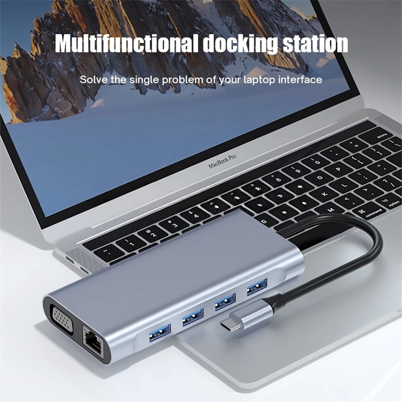 11-em-1 HUB USB C 4K Full HD HDMI 87W PD Carregmento สถานีเชื่อมต่อหลายพอร์ต