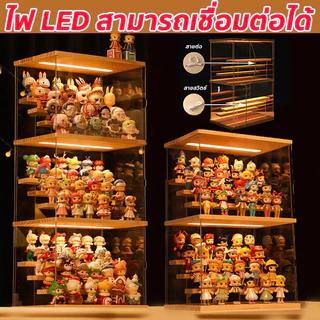📦กล่องไม้LED📦กล่องโชว์โมเดล พร้อมไฟ LED การซ้อนทับสามารถเชื่อมต่อเป็นอนุกรมได้ ตู้โมเดล 1/3/6 ชั้น