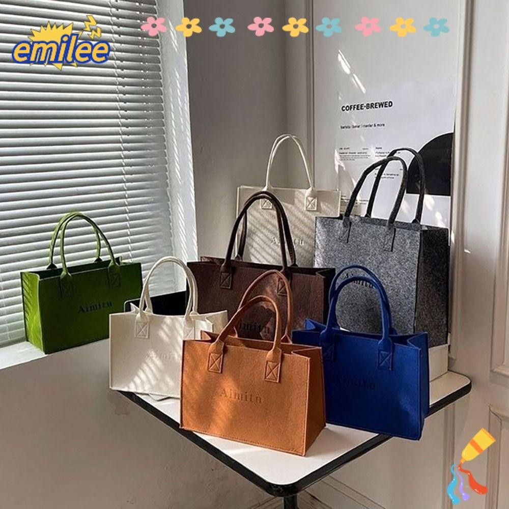 Emilee 1 ชิ้น Messenger กระเป๋า,สีทึบขนาดใหญ่ความจุ Felt กระเป๋าสะพาย, Casual S/M/L Simple Travel Crossbody กระเป๋าถือผู้หญิง