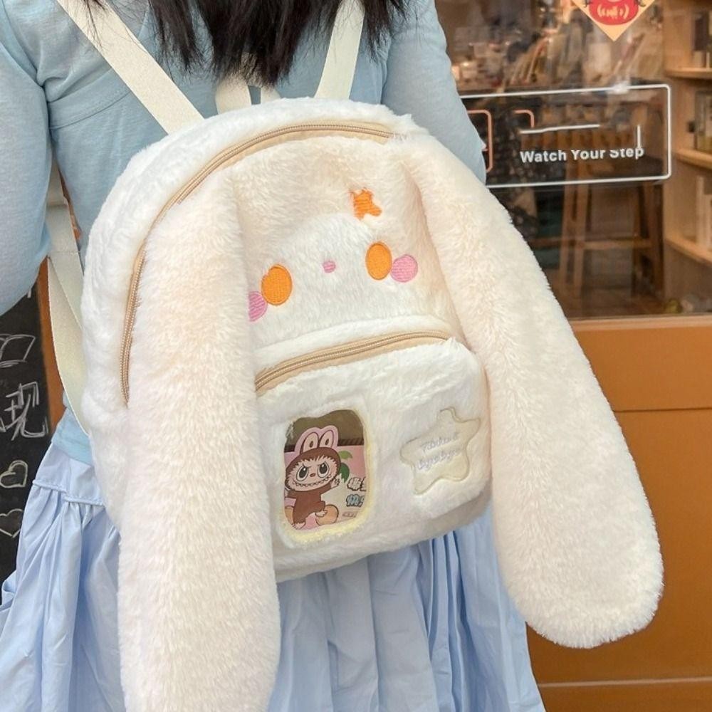 กระเป๋านักเรียน ESTRENAR กระเป๋าสะพายตุ๊กตาหูนุ่ม ลายการ์ตูนกระต่ายสไตล์ญี่ปุ่นน่ารัก กระเป๋าเป้ High School