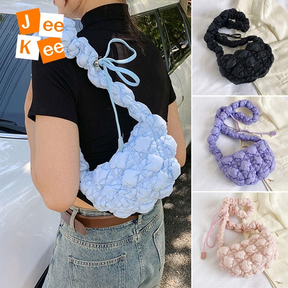 Jeekee กระเป ๋ าสะพายผ ้ านวม , กระเป ๋ า Messenger เมฆจีบ , Simple Bubbles กระเป ๋ าถือสีทึบผู ้ หญิงหญิง