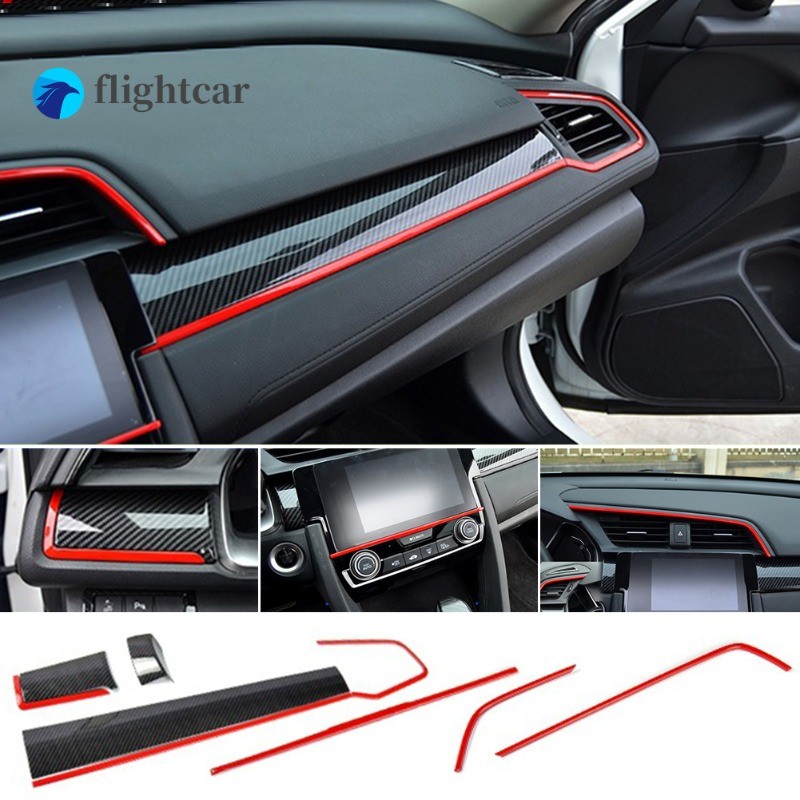 9 ชิ้นคอนโซล Center Dashboard ฝาครอบ Trim สติกเกอร์ตกแต่งสําหรับ Honda Civic 10Th 2016-2019 คาร์บอนไฟเบอร์สําหรับซ้ายไดรฟ์