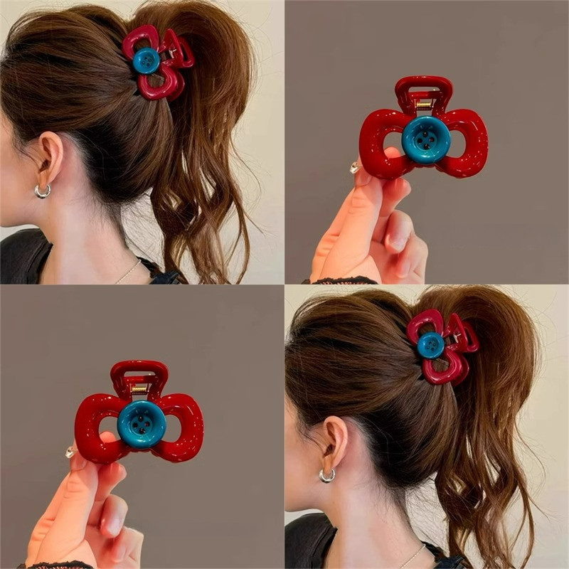 จีนสีแดงผู้หญิงน่ารัก Priness Bowknot หางม้าคลิปผม Hairpin Headwear อุปกรณ์เสริม