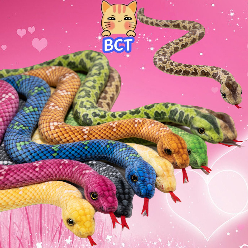 Bct Python ของเล่นตุ๊กตาน่ารักจําลองงูหมอนนุ่มที่เต็มไปด้วยสัตว์ตุ๊กตางูสําหรับของขวัญวันเกิดเด็ก,ตกแต่งบ้านของขวัญคริสต์มาส