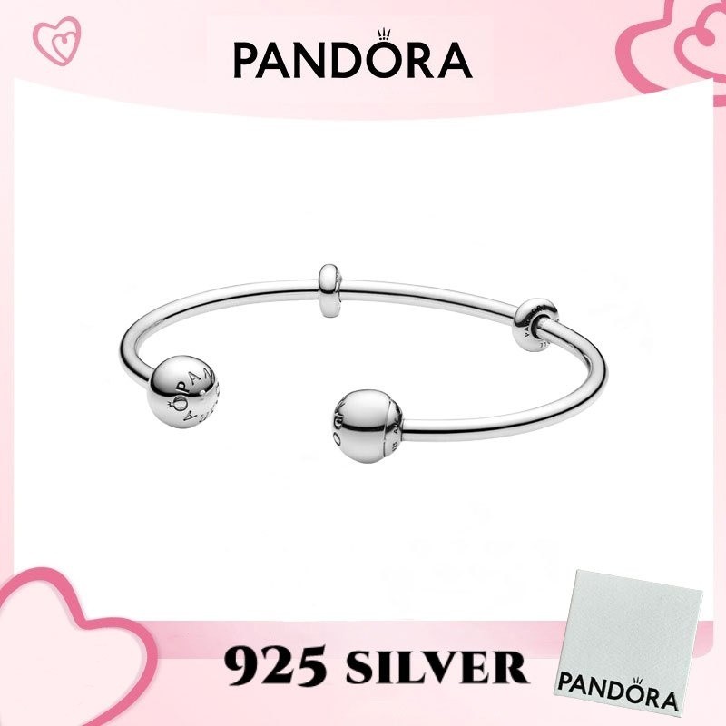 สร้อยข้อมือและจี้เงินสเตอร์ลิง S925 แท้ 100% จาก PANDORA สร้อยข้อมือเปิด Pandora Moments