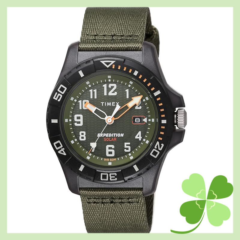 [Timex] Watch Expedition Free-dive Ocean - Green Dial, Ocean Plastic, Mineral Glass, Solar, 5 ATM Wa