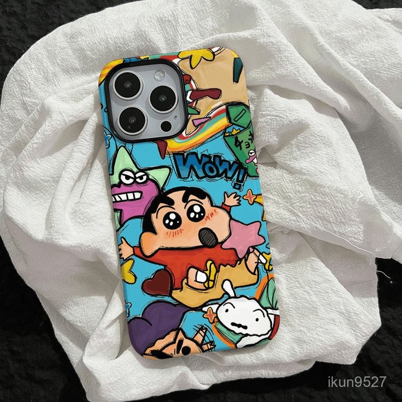 Crayon Shin-Chan เข้ากันได้กับเคสโทรศัพท์ทูอินวันสำหรับ iphone16/15Promax/14 12Promax/11Pro สองชั้น13PROMAX เปลือกแข็ง xsmax 7plus
