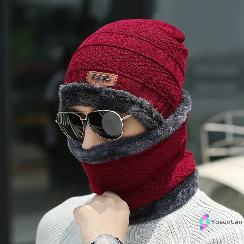 Yosunlan] หมวกฤดูหนาว Skullies Beanies หมวก Beanies สําหรับผู้ชายผู้หญิงผ้าพันคอขนสัตว์หมวก Balaclava หน้ากาก Gorras Bonnet ถักหมวกใหม่