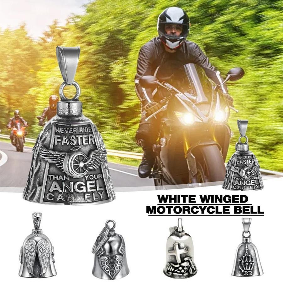 ระฆังโชคสําหรับรถจักรยานยนต์/จักรยานทนทานและทนต่อการกัดกร่อน Guardian Bell ปีกเหล็กไทเทเนียมล้อปีกกระดิ่งรถจักรยานยนต์สําหรับการใช้งานกว้างเงิน teasoth