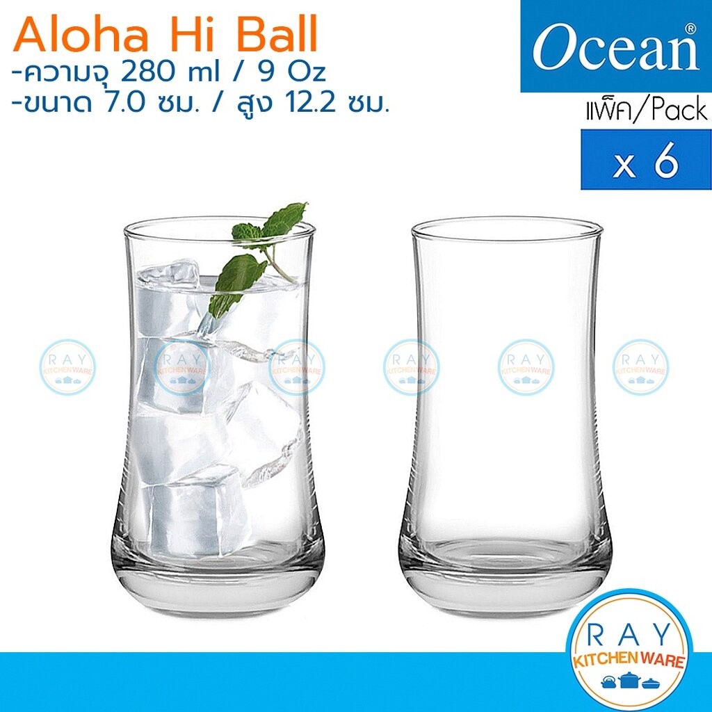 Ocean แก้วน้ำ 280 ml (6ใบ) Aloha Hi Ball B01709 โอเชียน