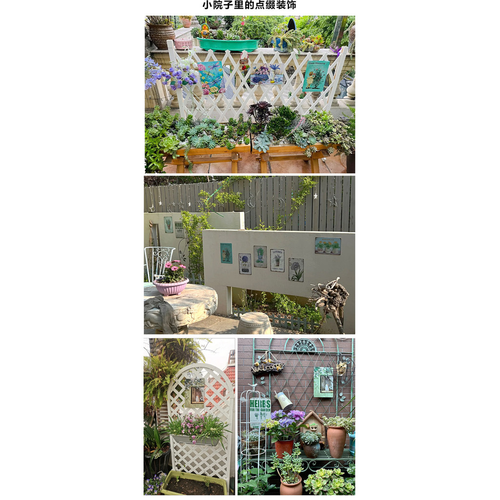 ภาพวาดดีบุกรูปดอกไม้ย้อนยุคสวนระเบียงชนบทผนังกลางแจ้งตกแต่งเก่า - รูปที่ 6