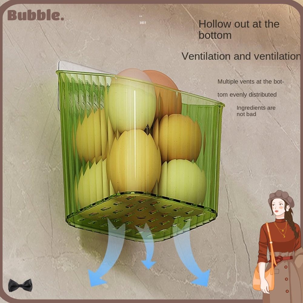 ฟอง กล่องเก็บของในครัว,พร้อมเครื่องมือจัดเก็บท่อระบายน้ําขิงและกระเทียมแขวนตะกร้า,ชั้นเก็บของกระเทียมขิงใสติดผนังความจุสูง