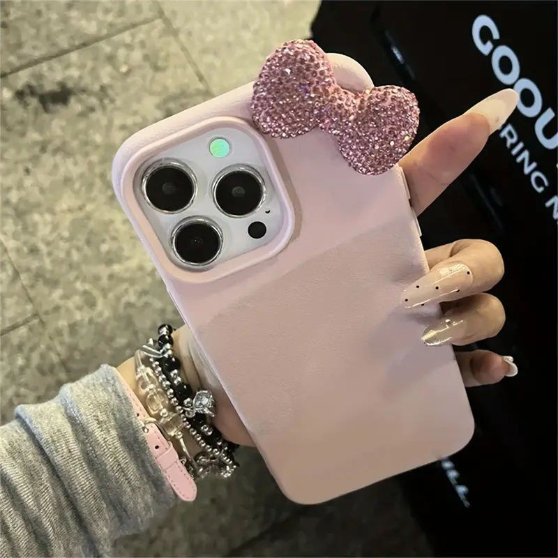 เหมาะสําหรับ IPhone 7 เรียบง่ายและน่ารัก 7plus8 8plu พร้อม Glitter Bow Xs Xr ลื่นกันน้ํารวมทุกอย่างกรณี 11 12 13 14 15Pro Plus Promax โทรศัพท์ปกหลัง
