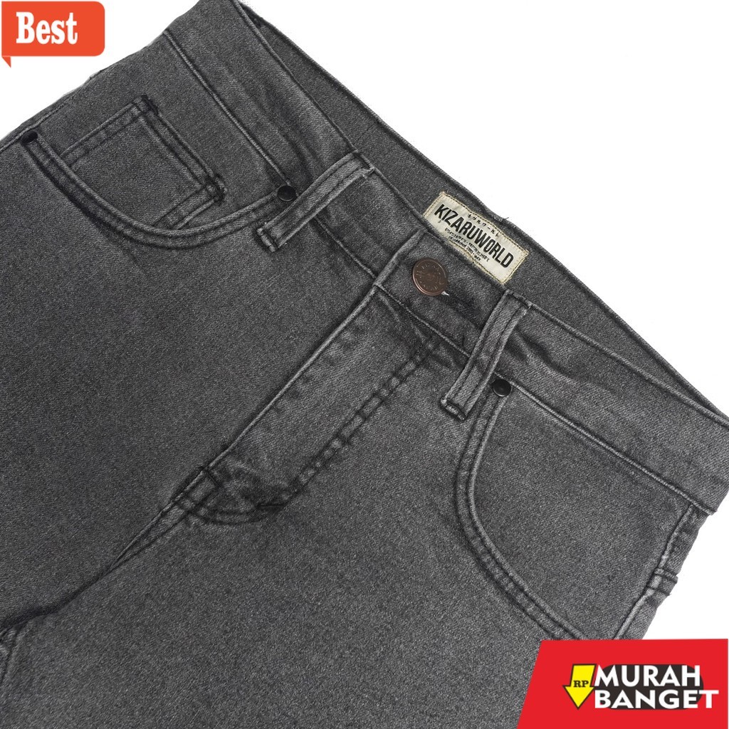 KIZARU Denim Jeans Pants GREY กําลังมาแรง