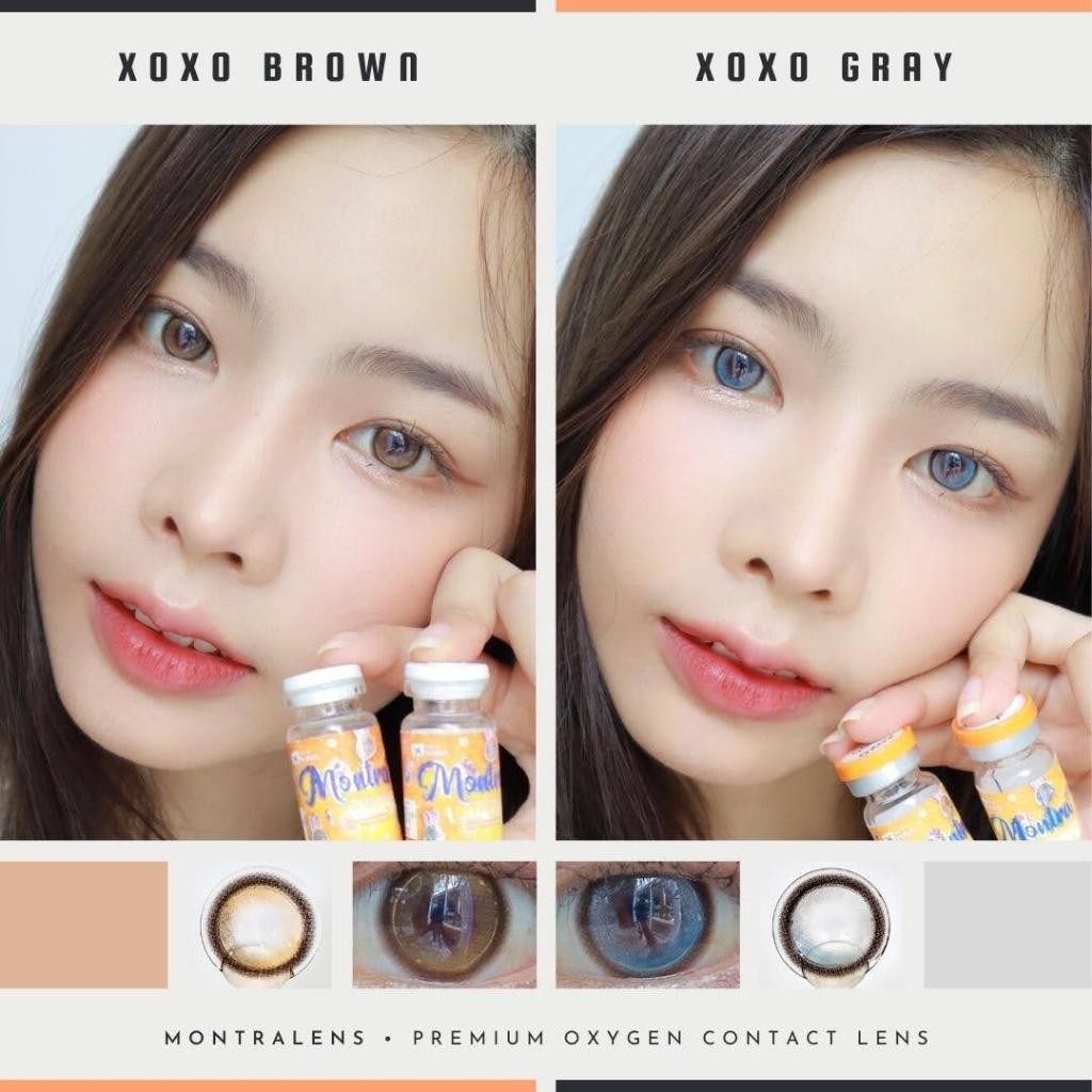 🔥คอนแทคเลนส์ ❤️Size : M❤️รุ่น XOXO (Montra) สี : Brown / Gray / Black
