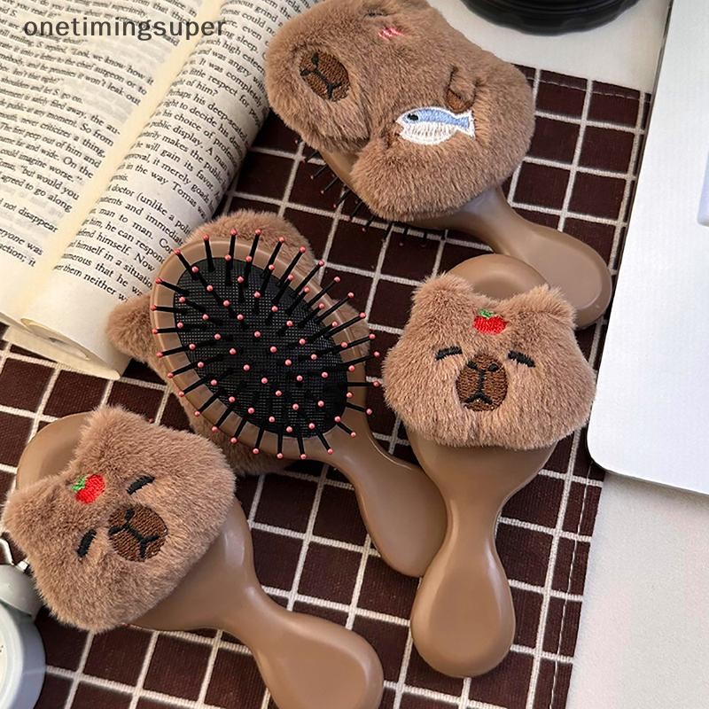 Onetimingsuper น่ารัก Capybara หวีสุภาพสตรีถุงลมนิรภัยแบบพกพาหวี Capybara Air Cushion หัวนวดหวีสําหรับสาวเด็กจัดแต่งทรงผมอุปกรณ์เสริมเครื่องมือ OTP