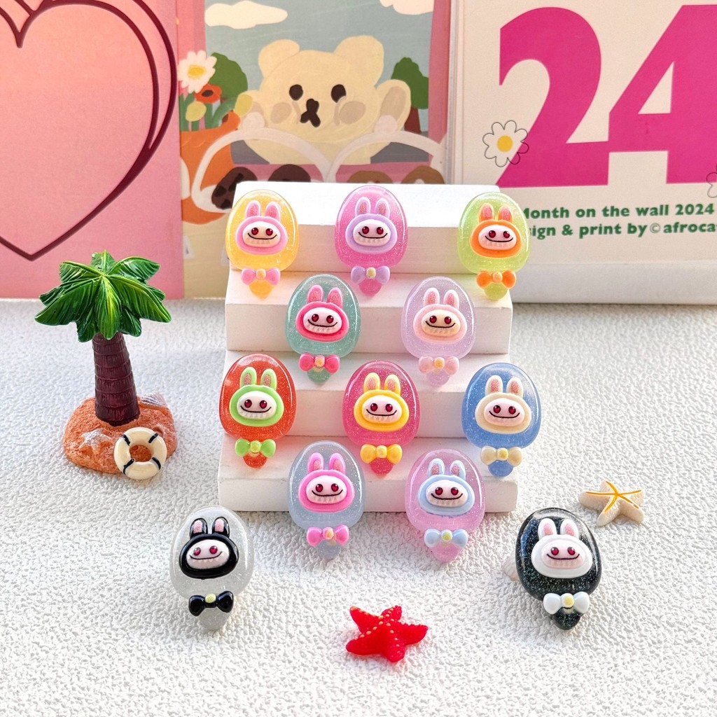 12 ชิ้น Luminous Glow Labubu Icecream เรซิ่น Charms สําหรับ DIY (6-259)