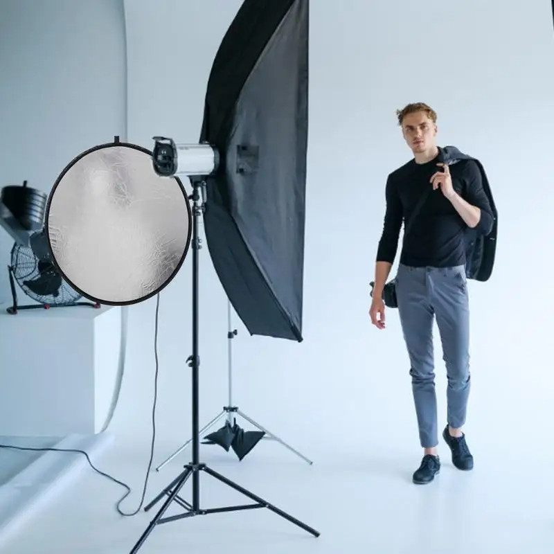 30cm/60cm/80cm/110cm Photography Sliver & White 2 in 1 Reflector Photo Studio Light Diffuser Multi-Disc with Bag - รูปที่ 5