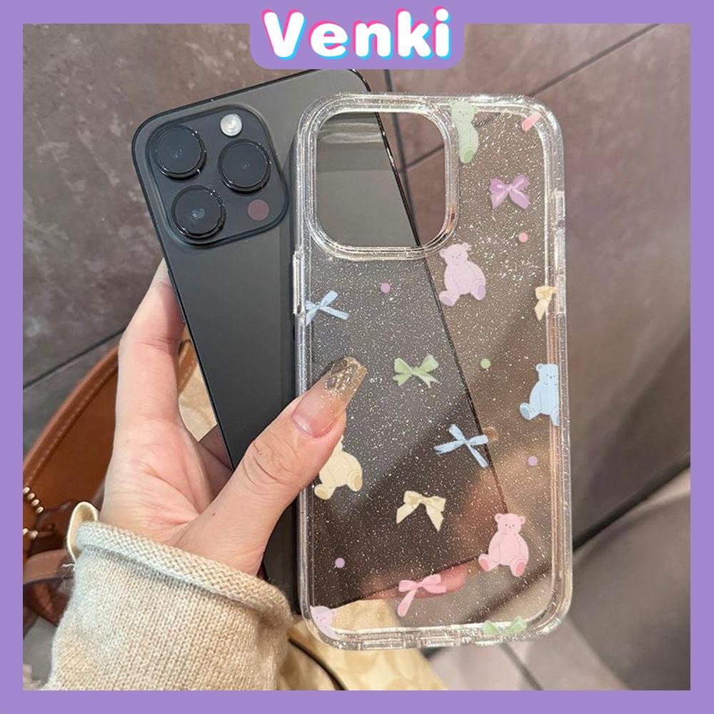 Venki - เคส iPhone 16 Pro Max iPhone 11 เคสใสแบบแวววาว TPU นุ่มสีสันสดใส โบว์สีสันสวยงามน่ารัก Compatible iPhone15 Pro max 14 13 12 Pro max XS XR 7 Plus 8 Plus