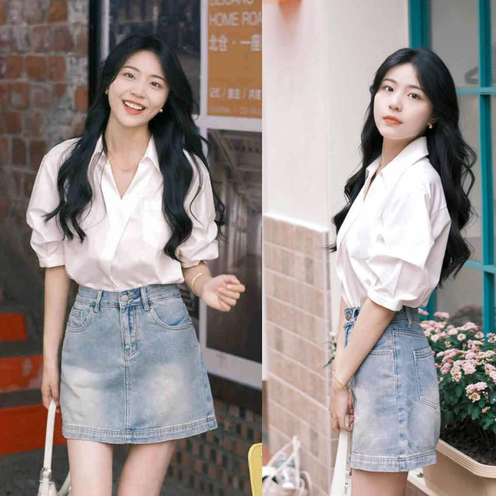 Dahong เสื้อเชิ้ตแขนสั้น คอวี สไตล์ฝรั่งเศสสำหรับผู้หญิงการออกแบบเฉพาะช่วงฤดูร้อนเสื้อเชิ้ตปกอารมณ์ที่ไม่ซ้ำใครและสวยงาม