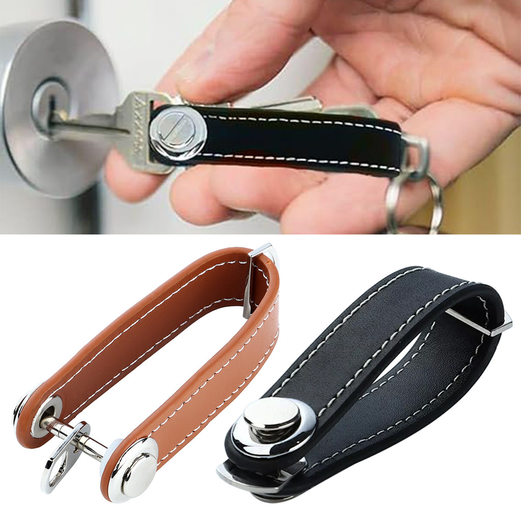 ทนทาน กระเป๋ากุญแจรถกระเป๋ากรณีกระเป๋าสตางค์ผู้ถือโซ่กระเป๋าสตางค์แหวนสะสมแม่บ้านกระเป๋า Key Organizer สมาร์ทหนังพวงกุญแจ