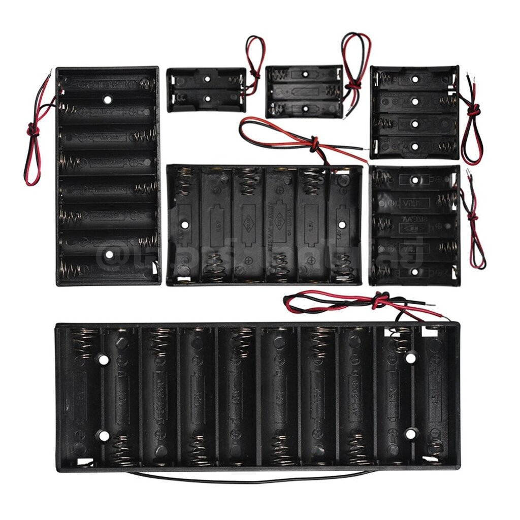BH-AA รางถ่าน AA 1/2/3/4/8ก้อน แบบมีฝาปิด/ไม่มีฝาปิด อนุกรม Battery Holder Case Box AA 1.5-12VDC กล่องใส่ถ่าน ที่เก็บ...