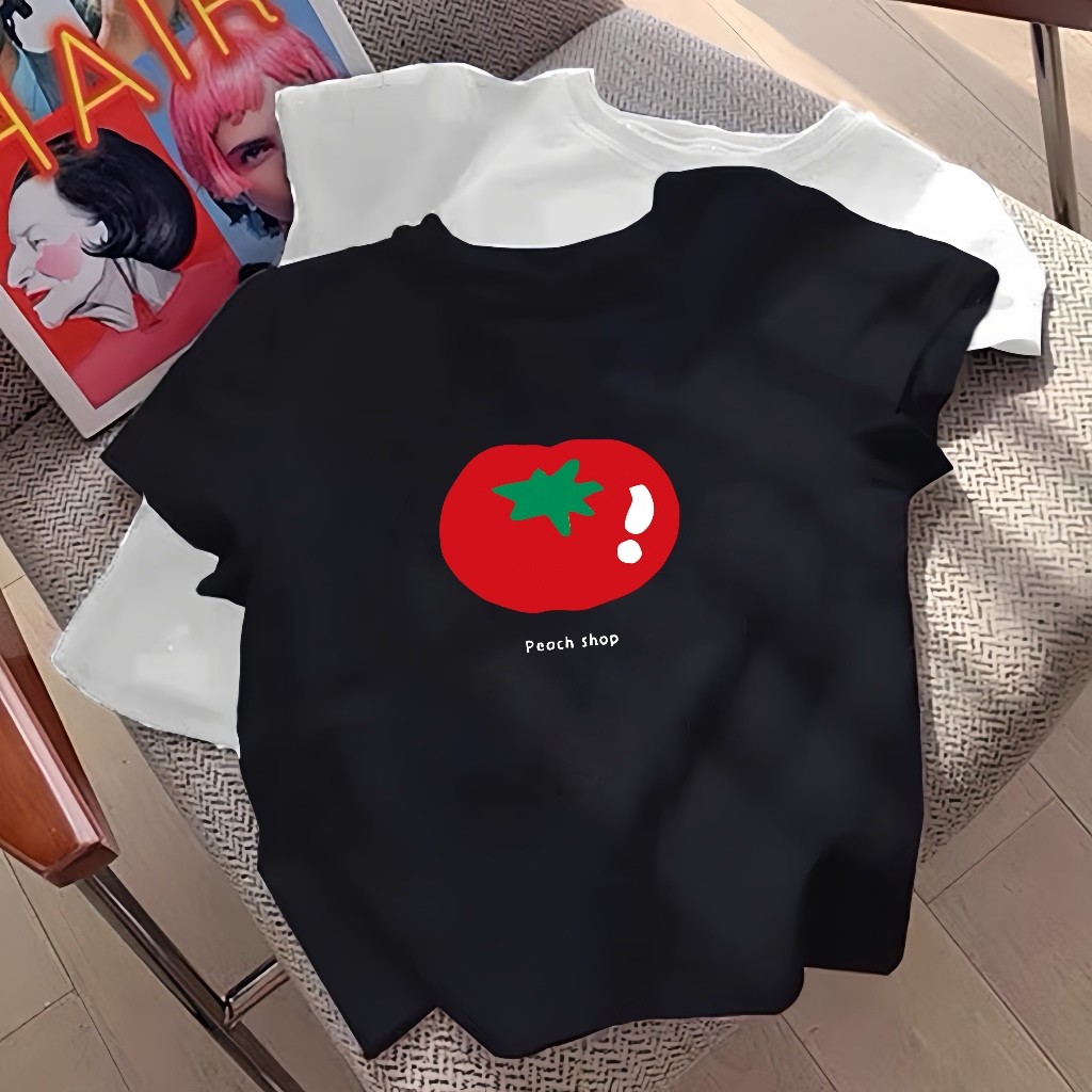 COD (จัดส่งในกรุงเทพฯ) MAO Shop เสื้อยืด baby tee ลาย tomato v2 #2225