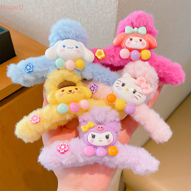 [HopeU] ใหม่การ์ตูน Sanrio Y2K อะนิเมะ Hello Kitty กิ๊บติดผมตุ๊กตาน่ารัก Kuromi Cinnamoroll คลิปฉลามหวานเครื่องประดับผมตุ๊กตา