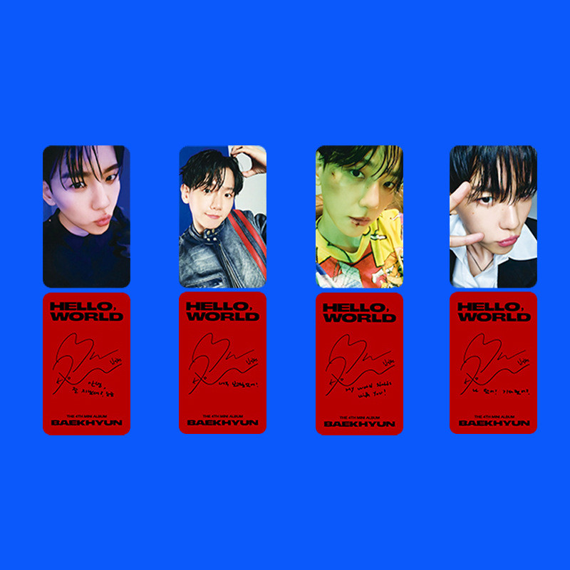 4 ชิ้น EXO BAEKHYUN HELLO WORLD การ์ด Lomo อัลบั้ม 4 min Solo Photocards KAI CHEN XIUMIN SUHO CHANYEOL DO Sehun โปสการ์ดลดราคา JY