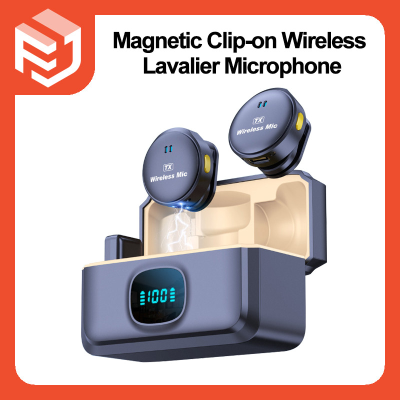 Magnetic Clip-on ไมโครโฟนไร้สายแบบหนีบเสื้อเสียงรบกวน Cancel ไมโครโฟนสําหรับโทรศัพท์สมาร์ท Android Type C iOS