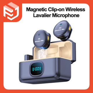 Magnetic Clip-on ไมโครโฟนไร้สายแบบหนีบเสื้อเสียงรบกวน Cancel…