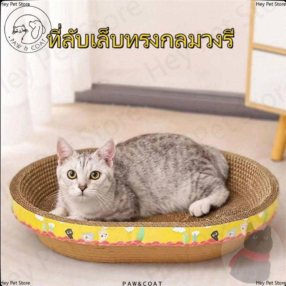 ที่ลับเล็บแมว(รูปอ่าง) ของเล่นแมว ที่นอนแมว 2 in 1 แผ่นลับเล็บ ที่ฝนเล็บสัตว์เลี้ยง มีหลายแบบ หลายขนาด กระดาษแข็งแมว
