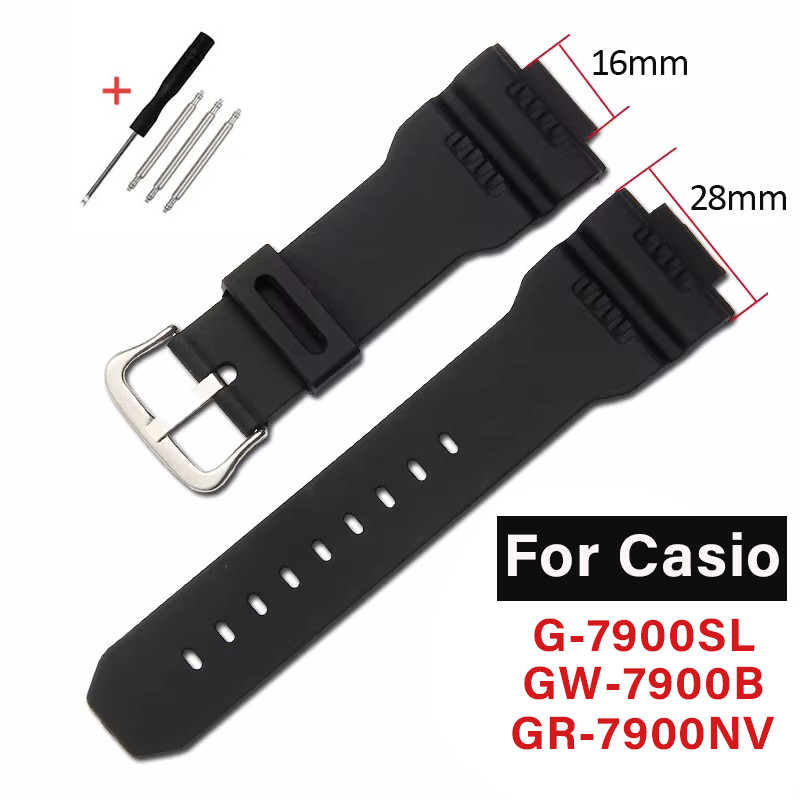 16x28 มม.สายนาฬิกาซิลิโคนสําหรับ Casio G-SHOCK G-7900SL GW-7900B GR-7900NV กันน้ํากีฬาเปลี่ยนสายรัดข