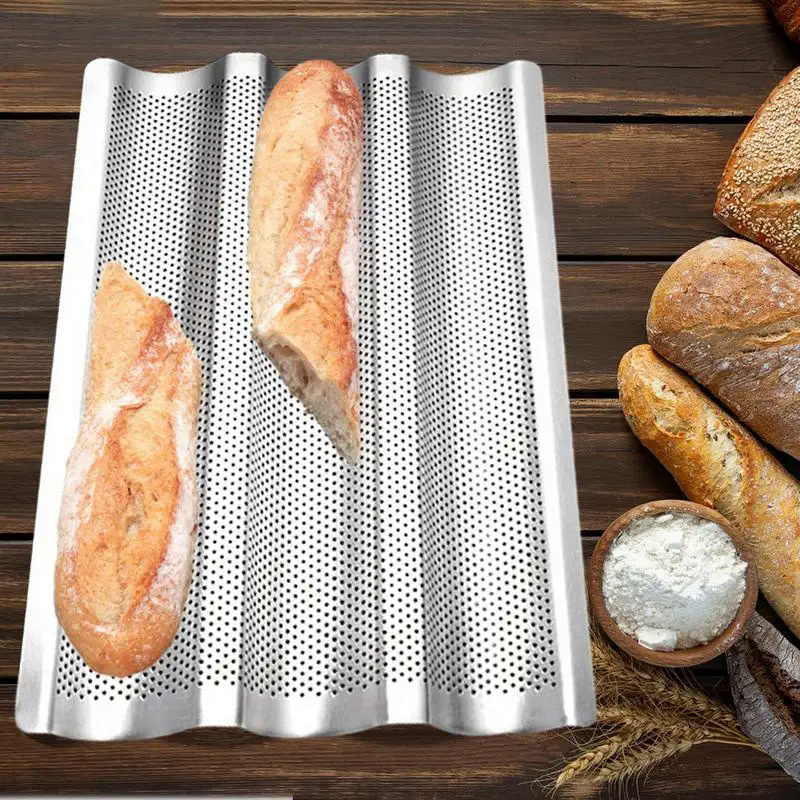 Baguette Pan French Bread Baking Mould Bakeware 3Groove Waves Mold Cake Oven Pastry Tray Dishes Cook