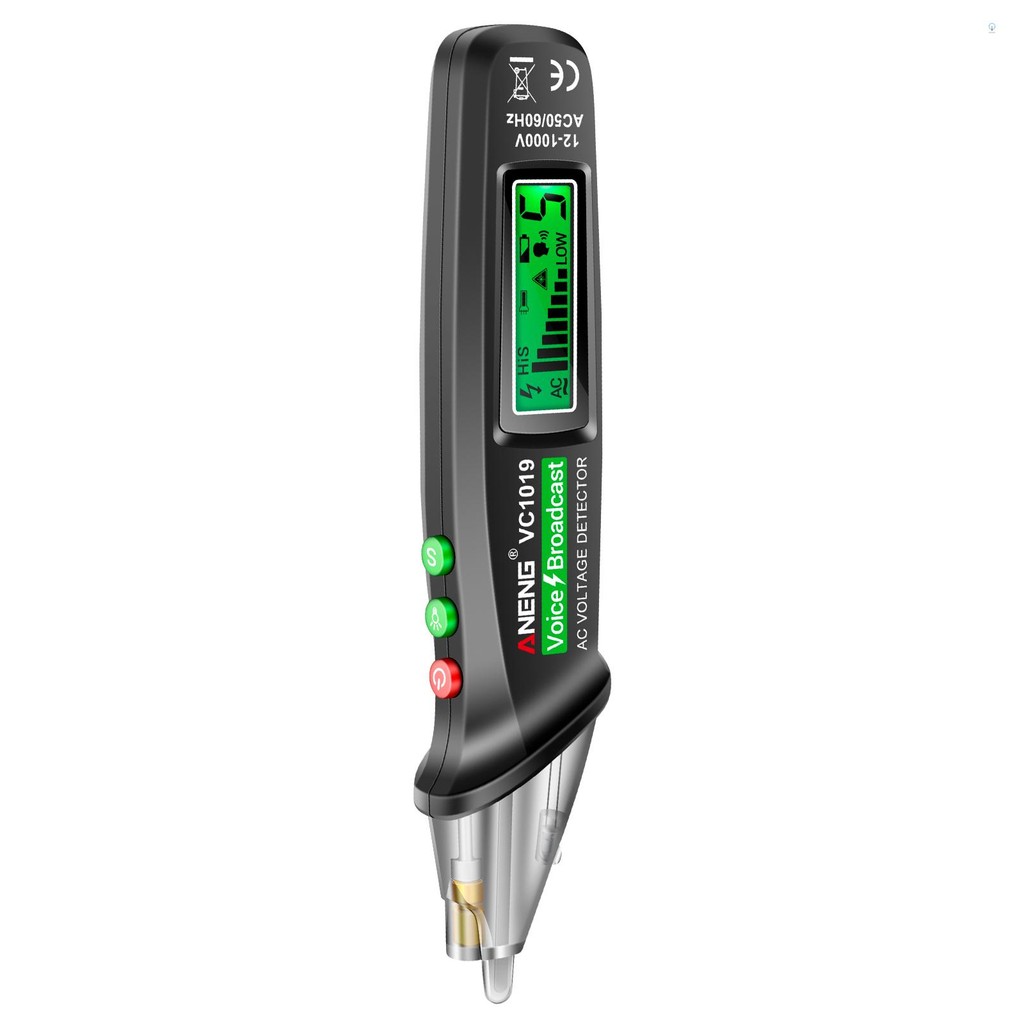 ปากกาวัดไฟฟ้าaneng VC1019 LCD Digital Test Pen Non-preact Voice Broadcast Tester Pen Sensitivity ปรับพร้อมตัวบ่งชี้เลเซอร์เสียง/ไฟฉายปลุก