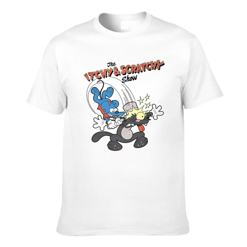The Simpsons Itchy Scratchy Hammer เสื้อยืดแบบกําหนดเองของผู้ชาย