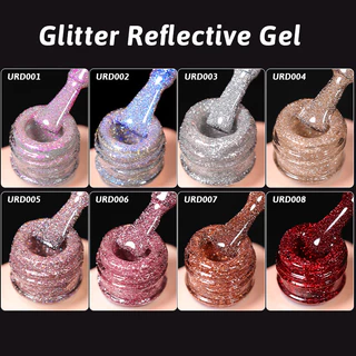 UR SUGAR 15ml แชมเปญทองเจลสะท้อนแสงยาทาเล็บ Glitter วานิชกึ่งถาวร Soak Off UV เจลแต่งเล็บ