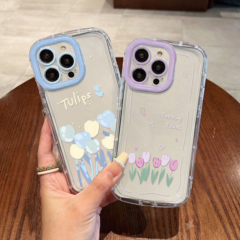 ทิวลิป เคสไอโฟน 11 For iPhone 13 15 11 Pro Max Case iPhone 12 13 14 Pro Max XR XS Max 6S 8 7 Plus เคสทรศัพท์ เคสใส