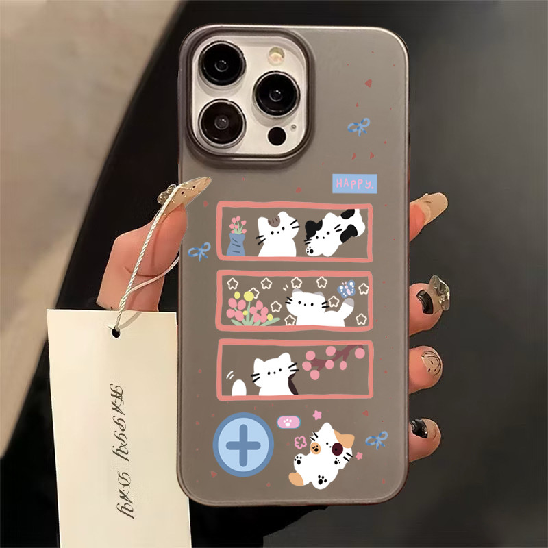 เคสโทรศัพท์มือถืออะคริลิคใส For iPhone 15 14 11 13 12ProMax X XS 7 8Plus ลูกแมวสีขาวกันกระแทก ส่งจากไทยสินค้า