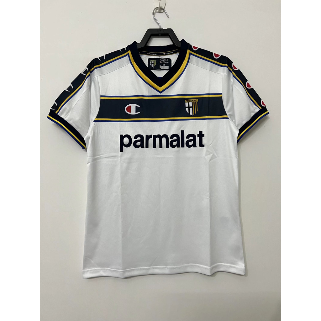 2002-03 Parma away เสื้อยืดแขนสั้นกีฬาฟุตบอลย้อนยุค