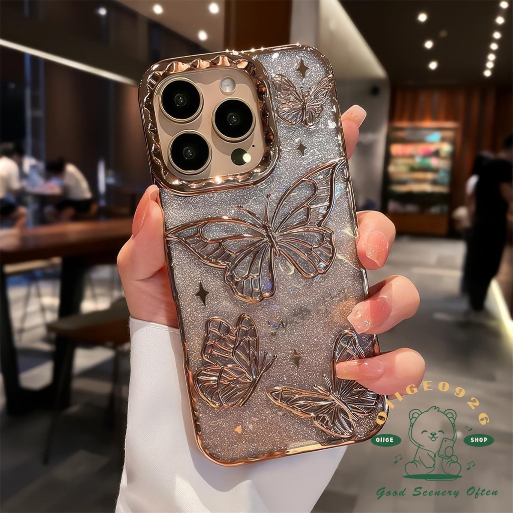 เคส iphone16 desert สีผีเสื้อชุบเคสโทรศัพท์ iphone16 Pro Max 15 14 13 12 11 เคสสําหรับ iPhone เคสซิลิโคนนิ่ม TPU กันกระแทก