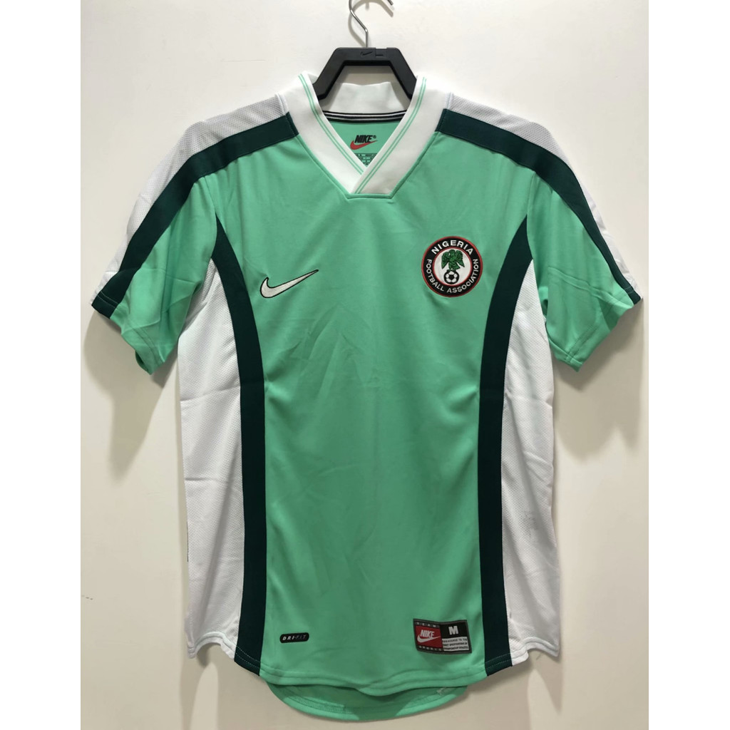 1998 World Cup Nigeria โฮสต์เสื้อยืดแขนสั้นกีฬาฟุตบอลย้อนยุค