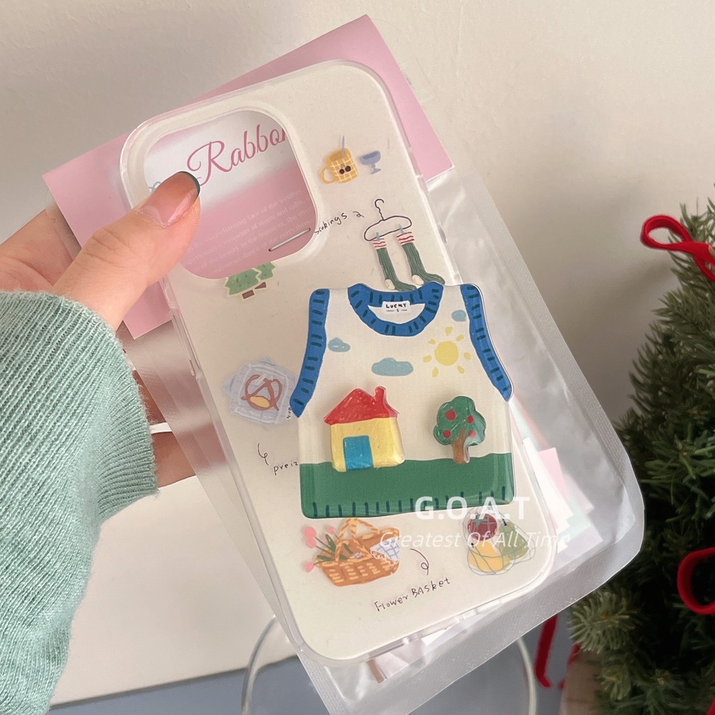 Goat Creative เสื้อกันหนาวขาตั้งสําหรับ iPhone 16 15 14 13 12 Pro Max iPhone soft Case ป้องกัน anti-drop ปกหลังกรณี