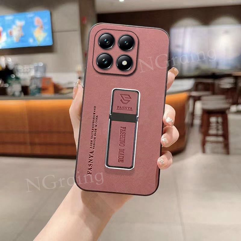 เคสโทรศัพท์สําหรับ Xiaomi 14T Pro 14T Mi 14TPro Matte Slim ฝาหลังพร้อมขาตั้งผู้ถือหนังแกะหรูหรา