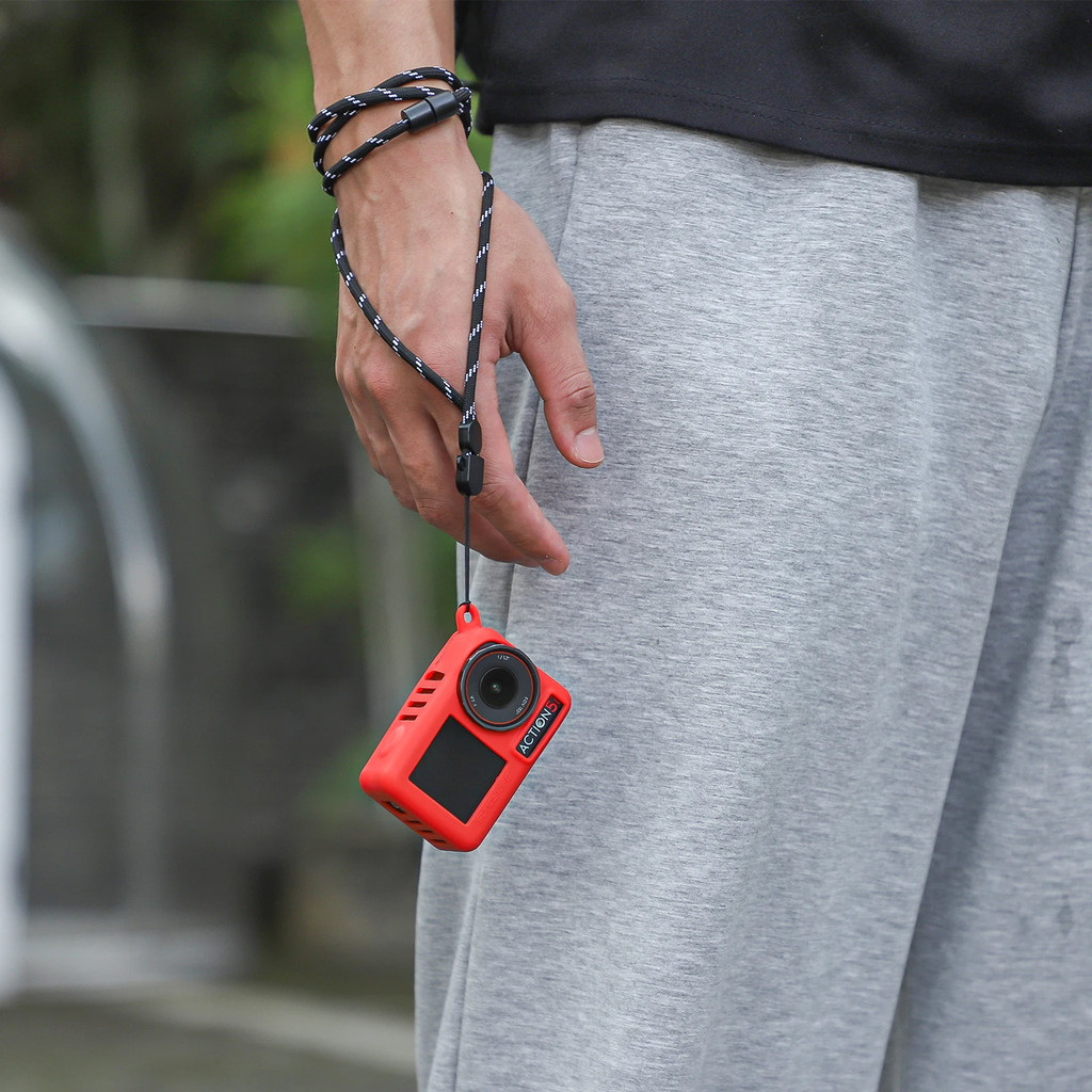 ฝาครอบป้องกันซิลิโคนสําหรับ DJI Action 5 Pro ฝาครอบกล้องพร้อม Lanyard แบบพกพา Soft Case สําหรับ DJI Osmo Action 5 Pro อุปกรณ์เสริม