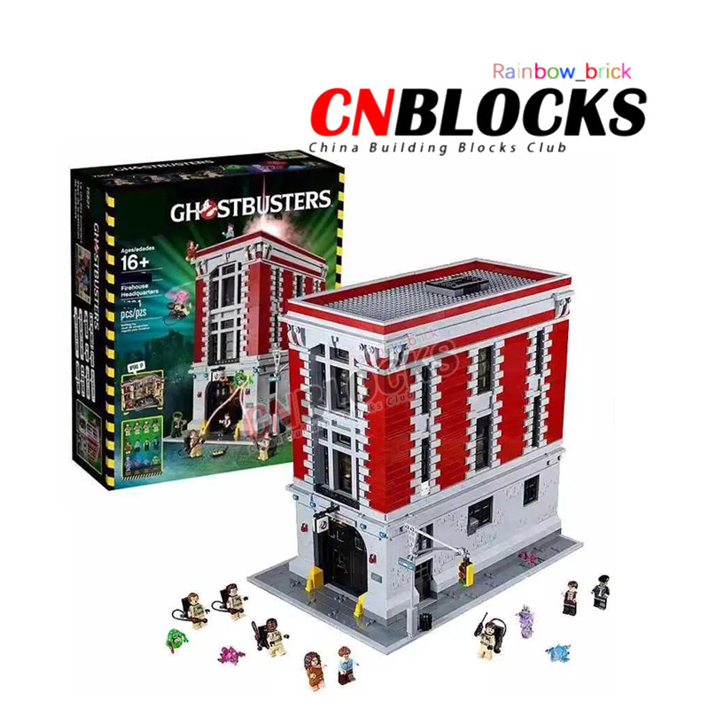 MOC Ghostbusters Series 75827 Firehouse Headquarters Building Blocks Creative เด็กของเล่นเพื่อการศึก