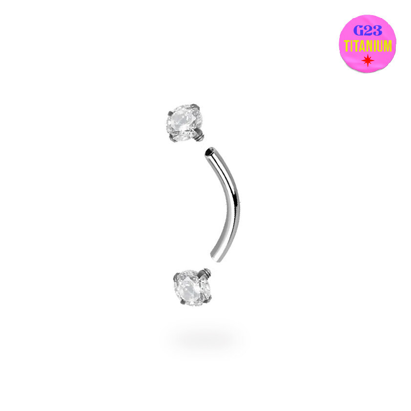 Two Side CZ Curved Barbell (1ชิ้น)