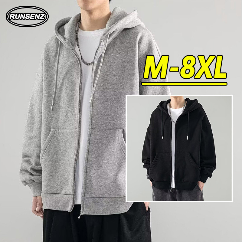 Xl-8xl เกาหลี Simple Hoodie ผู้ชาย Plus ขนาดเสื้อกันหนาวสบายๆหลวม Hooded Oversize Top