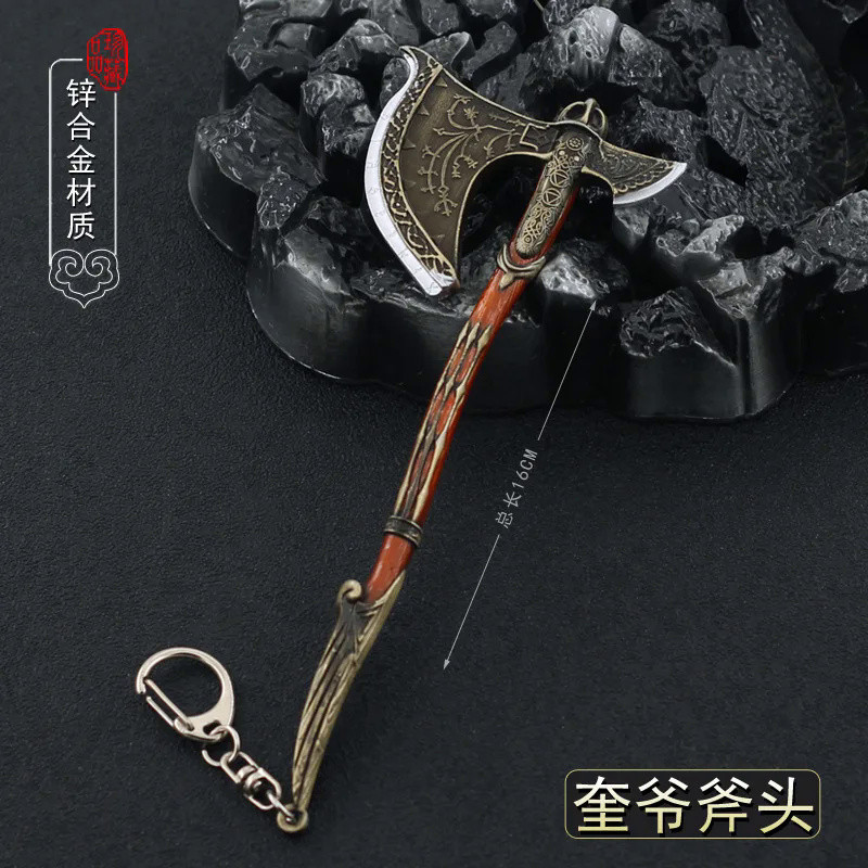 🎈 16CM God of War Kratos Leviathan Axe Alloy Metal Halberd Weapons Models Full Gifts Replica Miniatu